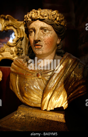 Ancient bust of woman in the cathedral of Albi in France Stock Photo