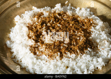 Karapodi is a powder based spicy chutney from andhra which can be eaten with idly dosa rice Stock Photo