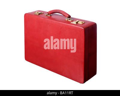vintage Red leather briefcase Stock Photo