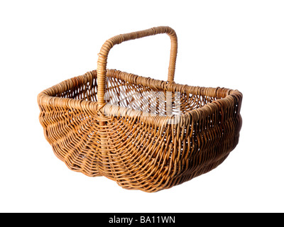 Empty traditional wicker basket Stock Photo