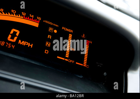 Dashboard power readout on a hydrogen fuel cell (FCV) battery-powered vehicle Stock Photo