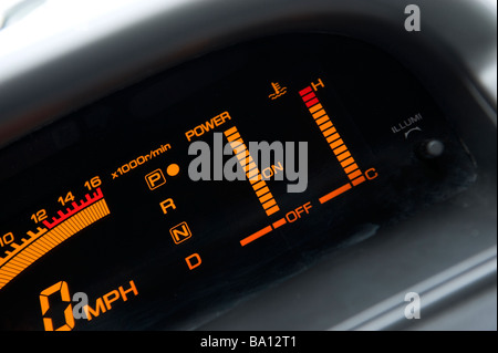 Dashboard power readout on a hydrogen fuel cell (FCV) battery-powered vehicle Stock Photo