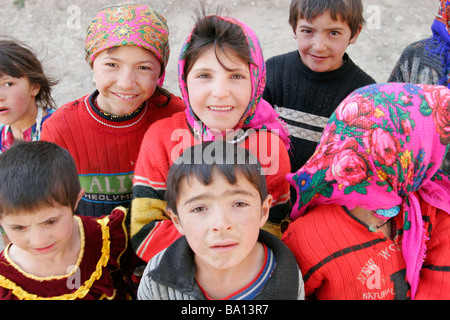 Tajik children, Marguzor village, Marguzor Lakes, Fan Mountain, Tajikistan, Central Asia Stock Photo