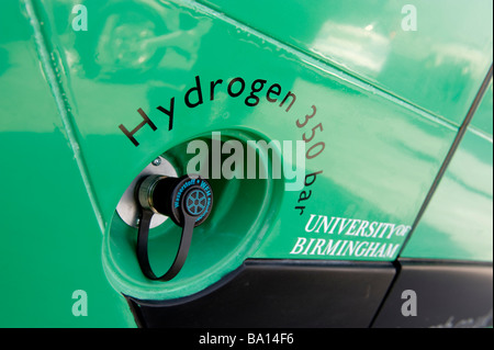 Fuel filler connection on a hydrogen fuel cell (FCV) battery-powered vehicle Stock Photo