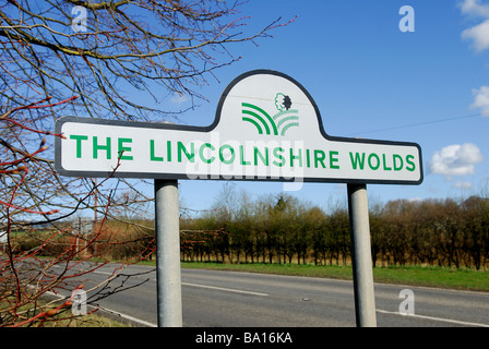 Lincolnshire Wolds Sign. Stock Photo