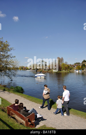 Riverside pathway, River Thames, Old Windsor, Berkshire, England, United Kingdom Stock Photo