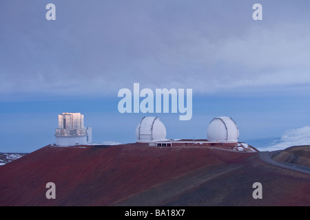 Observatories on the summit of Mauna Kea, Big Island, Hawaii, USA Stock Photo
