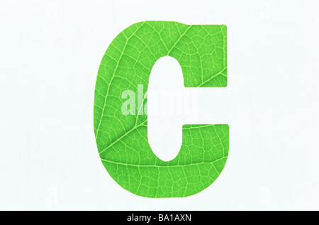 Green Alphabet C on White Background Stock Photo