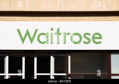 Sign above the entrance to the Waitrose supermarket in Richmond, London, UK. Stock Photo