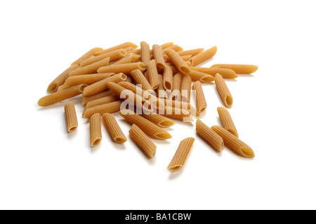 Dried wholemeal penne pasta Stock Photo