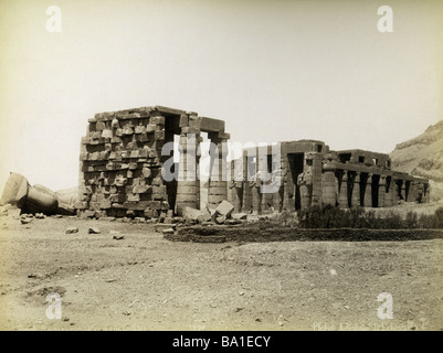 geography / travel, Egypt, Thebes West Bank, Ramesseum, temple of Ramseses II (circa 1290 - 1224 BC, 19th dynasty),  view, photograph by Gabriel Lekegian and Co., circa 1890, Stock Photo