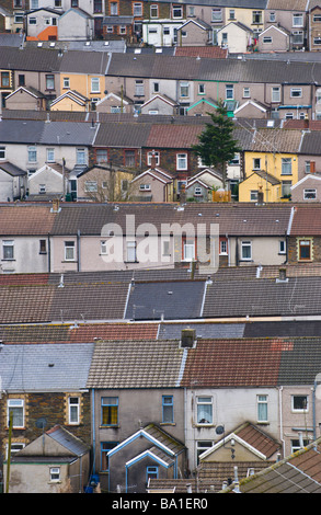 Typical terraced housing in the Rhondda Valley South Wales UK Stock Photo