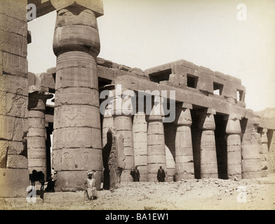 geography / travel, Egypt, Thebes West Bank, Ramesseum, temple of Ramseses II (circa 1290 - 1224 BC, 19th dynasty), view, hypostyle, photograph by Gabriel Lekegian and Co., circa 1890, Stock Photo