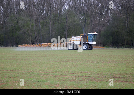 Spraying Winter Wheat at T0 Stock Photo