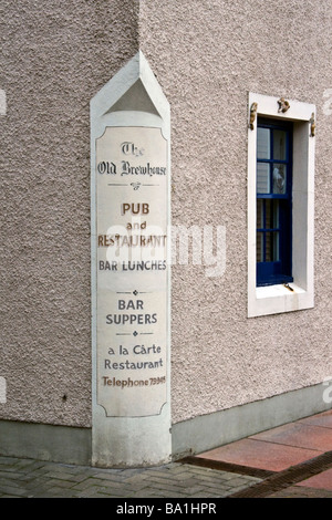 Sign advertising bar lunches and suppers on the corner wall of The Old Brewhouse restaurant Arbroath UK Stock Photo
