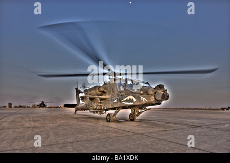 A seven exposure  HDR image of an AH-64D Apache helicopter Stock Photo
