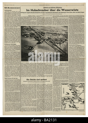 press/media, magazines, 'Süddeutsche Zeitung', Munich, 18 volume, number 44, Tuesday 20.2.1962, article, flood catastrophe in Northern Germany, Stock Photo