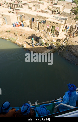 Malian Passengers on the Comanav Boat to Timbuktu on the Niger River in Mali Stock Photo