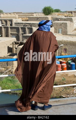 Malian Passenger on the Comanav Boat to Timbuktu on the Niger River in Mali Stock Photo