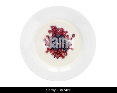 Natural Yogurt with Blueberries and Pomegranate Stock Photo