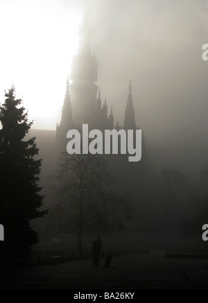 Poland Krakow Podgorze district St Josef s Church in mist birds Stock Photo