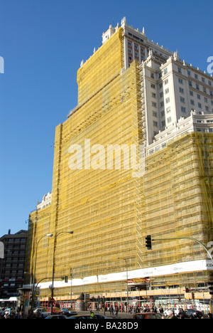 giant scaffolding, Gran via, Madrid, Spain Stock Photo