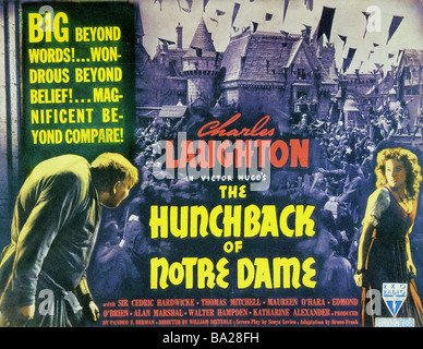 THE HUNCHBACK OF NOTRE DAME Poster for  1939 RKO film with Charles Laughton Stock Photo