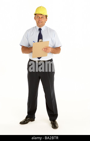 Portrait Of A Foreman Writing On A Clipboard Stock Photo