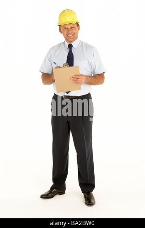 Portrait Of A Foreman Writing On A Clipboard Stock Photo