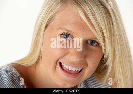 Young Blonde Woman Smiling Stock Photo