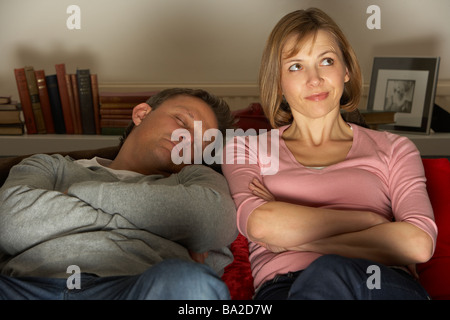 Couple Watching Television Stock Photo