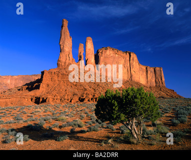 Three Sisters Rocks Monument Valley Arizona USA Stock Photo