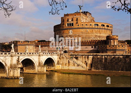 Castel Sant' Angelo from Ponte Sant' Angelo Rome Stock Photo