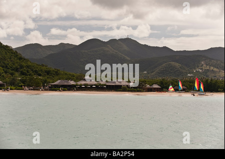 Hermitage Bay hotel from the sea aboard a yacht Stock Photo