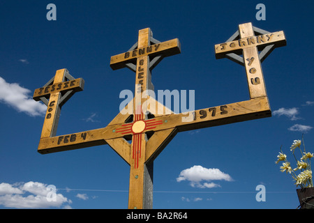 A descanso or roadside memorial on Rt 14 just South of Madrid, NM, June 8, 2008. Stock Photo