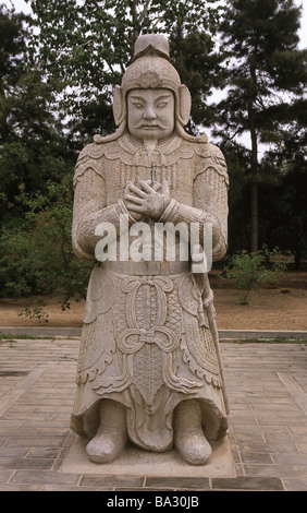 China valley of the Ming-Gräber ghost-avenue soul-way 'Shendao' statue dignitaries in a military manner Mandarin Asia people's Stock Photo