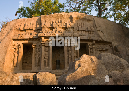 Trimurti Cave Temple Mahabalipuram Tamil Nadu India Stock Photo