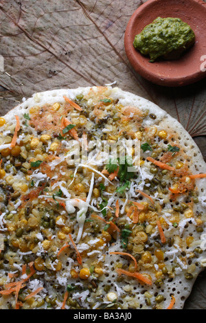 Mixed Dal Dosa is a nutritious breakfast dish from South Indian cuisine Stock Photo