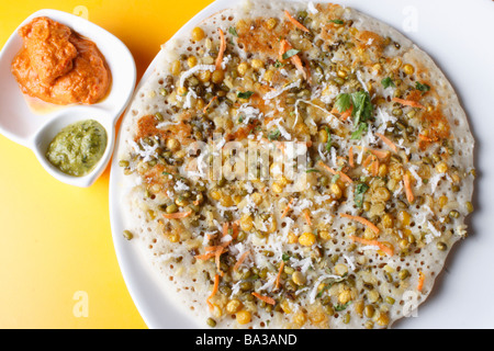 Mixed Dal Dosa is a nutritious breakfast dish from South Indian cuisine Stock Photo