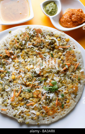 Mixed Dal Dosa is a nutritious breakfast dish from South Indian cuisine Stock Photo