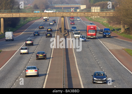 cars and vehicles on the M1 motorway in county armagh Northern Ireland Stock Photo