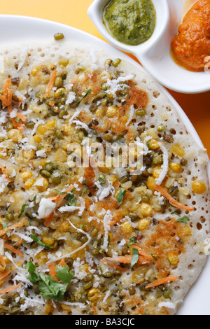 Mixed Dal Dosa is a nutritious breakfast dish from South Indian cuisine Stock Photo