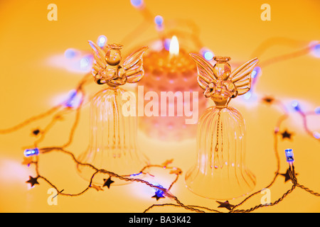 Glass Angels Decorated on Christmas Stock Photo