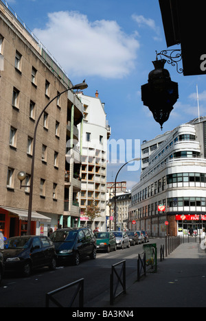 Paris France, Street Scene, housing in 20th District, Parked Cars Buildings, neighborhoods Stock Photo