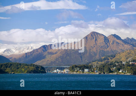 City of Kodiak on Monashka Bay Kodiak Island Gulf of Alaska Southwest Alaska Autumn Stock Photo