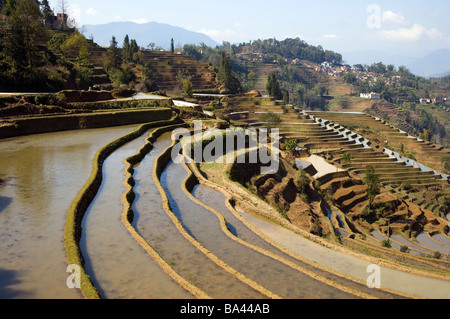 China Yunnan Province Yuanyang terraced paddy fields Stock Photo