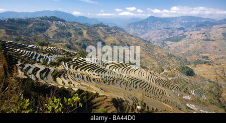 China Yunnan Province Yuanyang terraced paddy fields Stock Photo