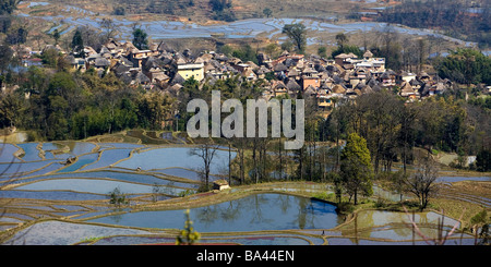 China Yunnan Province Yuanyang terraced paddy fields Stock Photo