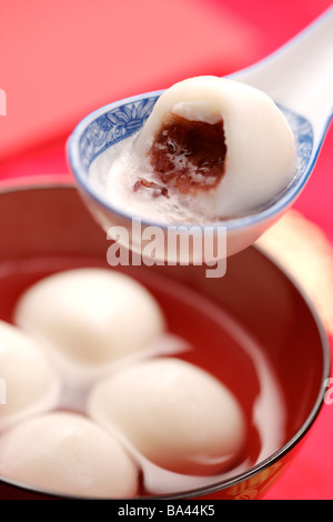 Dumplings dumplings made of sweet rice rolled into balls and stuffed with either sweet Stock Photo