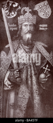 Charlemagne, Carolus Magnus or Karolus Magnus, meaning Charles the Great, 742 - 814. King of the Franks. Stock Photo